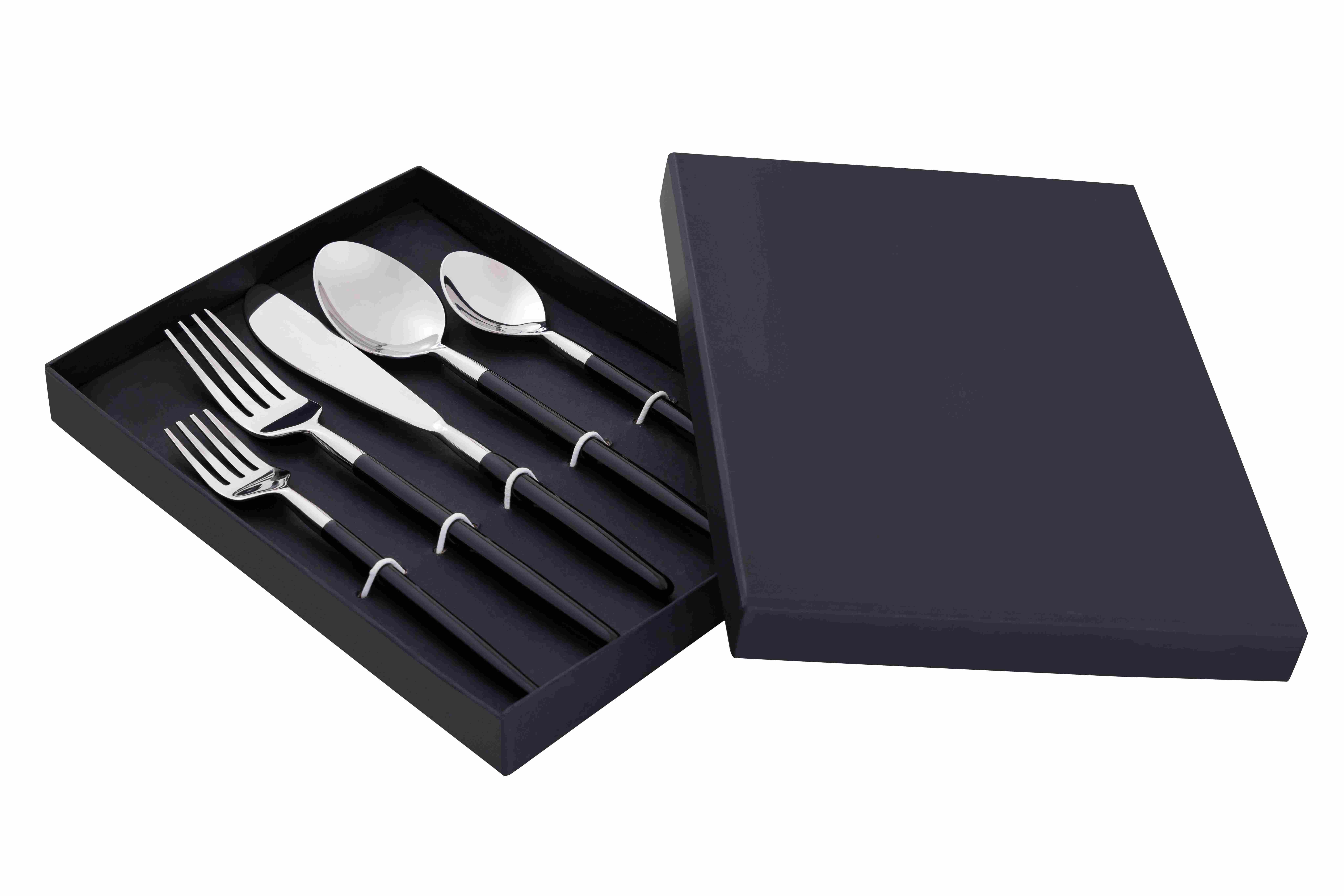Black Cutlery set- Enamel Artwork